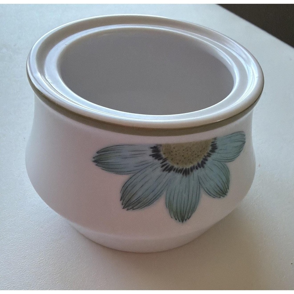 Noritake Progression Up-sa Daisy Sugar Bowl Blue Flower Green‎ Band *No lid